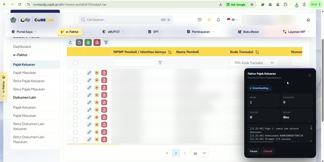 Pratinjau proses download PDF massal