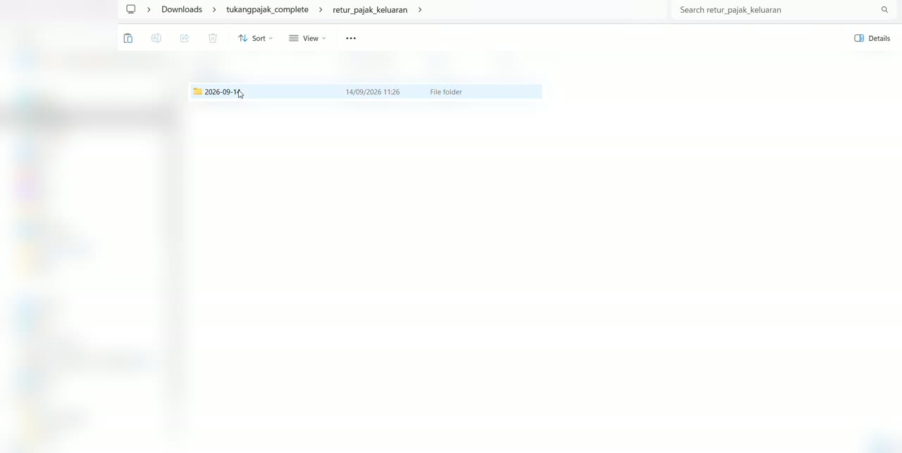Pratinjau folder download yang terorganisasi